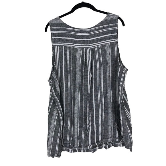 Time & Tru XL Sleeveless Linen Blend Lagen Tank Top White & Grey Stripes w/Pocke - Picture 2 of 6